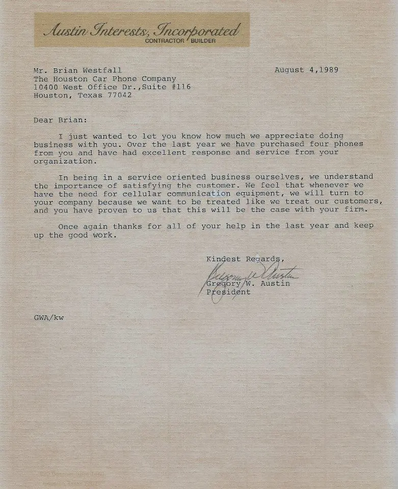 Letter from Austin Interests, August 4, 1989