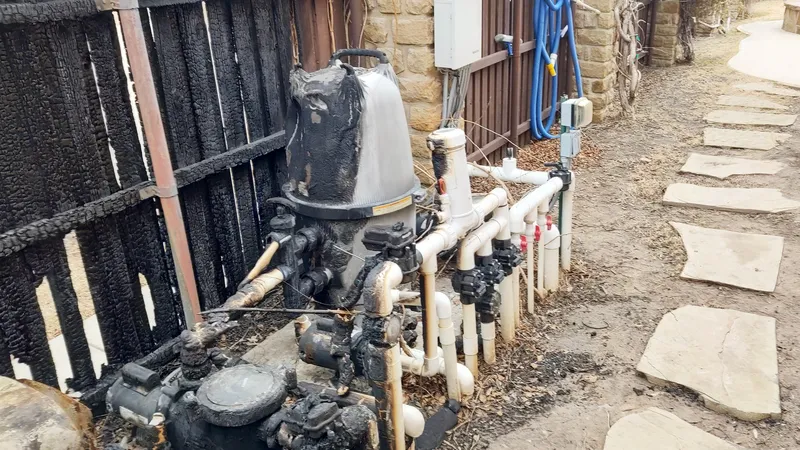 Fire damage to pool equipment