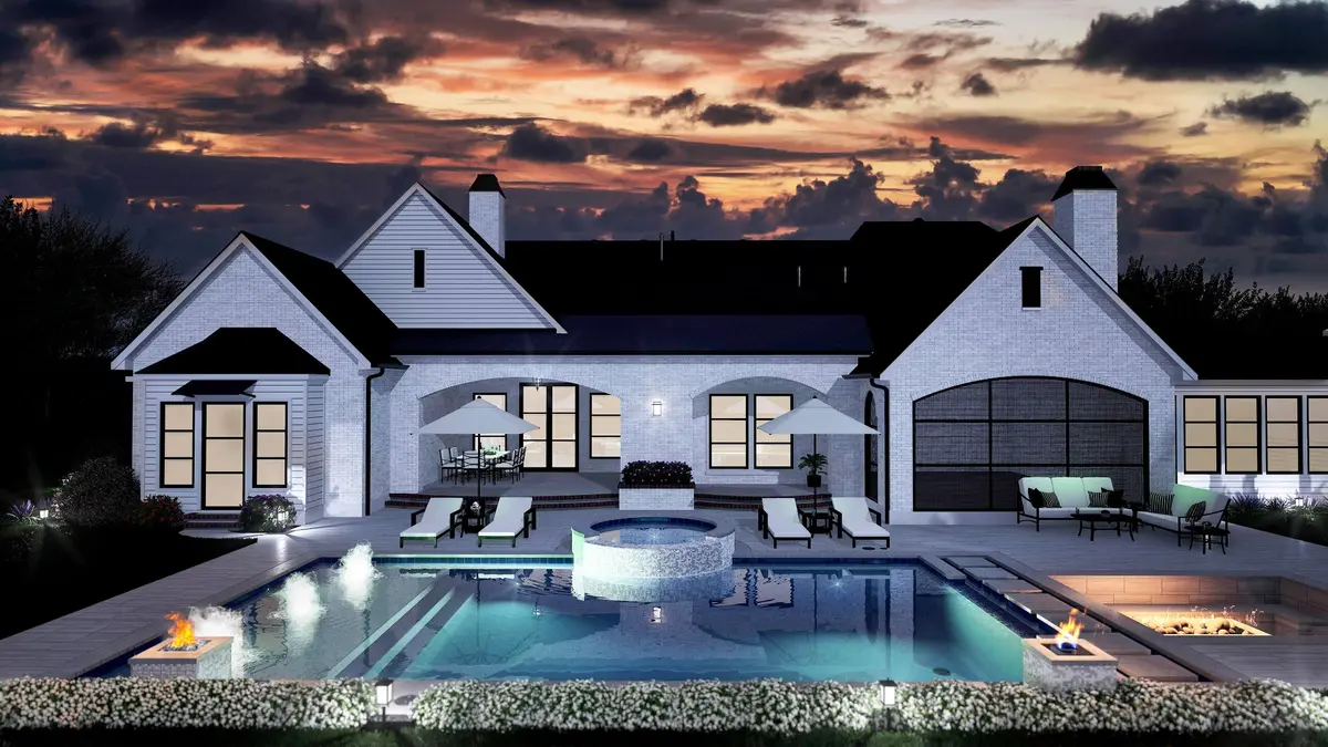 3D pool and spa design visualization with sunset lighting
