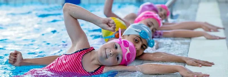 Children in swim lessons