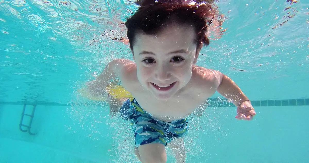 Child swimming underwater